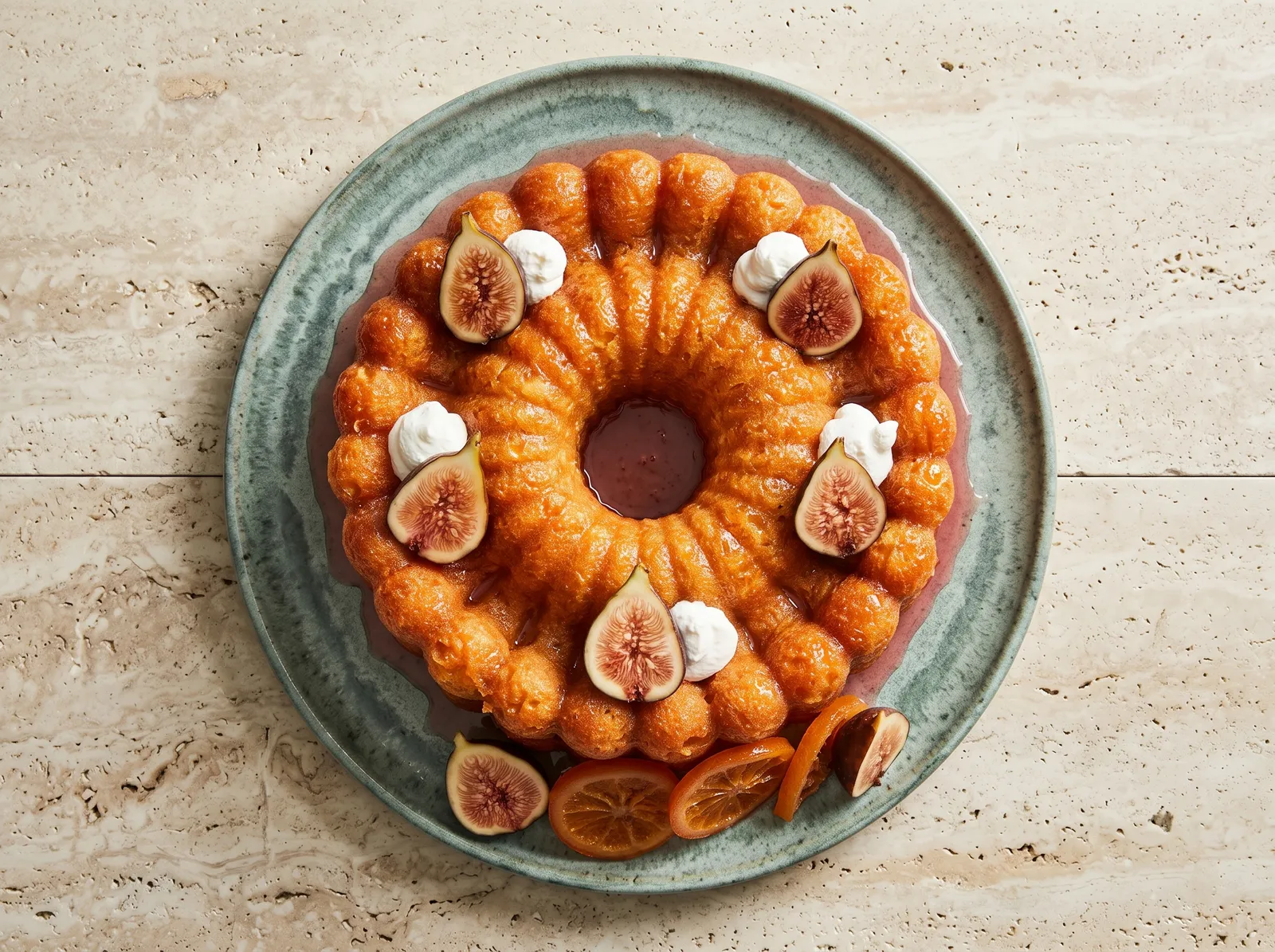 Baba au rhum — im Ganzen nach dem Backen gezeigt