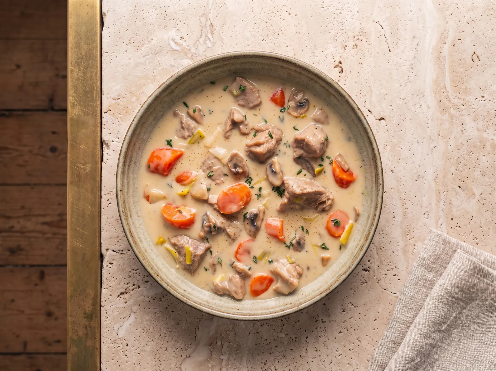 Blanquette de veau — in einem Kochtopf gezeigt