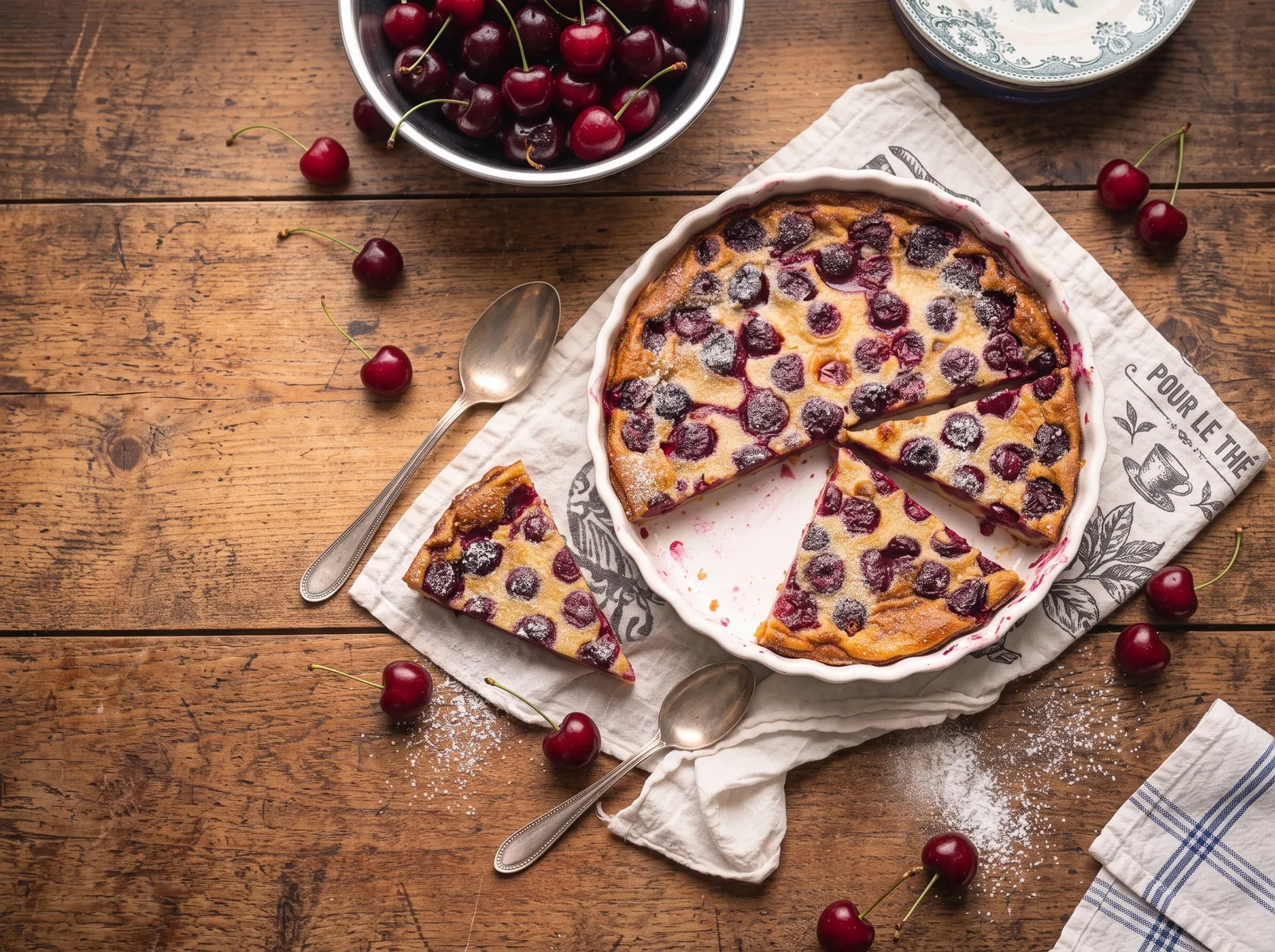 樱桃克拉芙缇 Clafoutis aux cerises:可见切开的部分