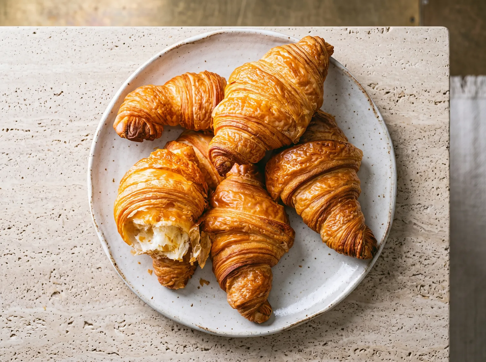 Croissant au beurre — in einem Korb angerichtet