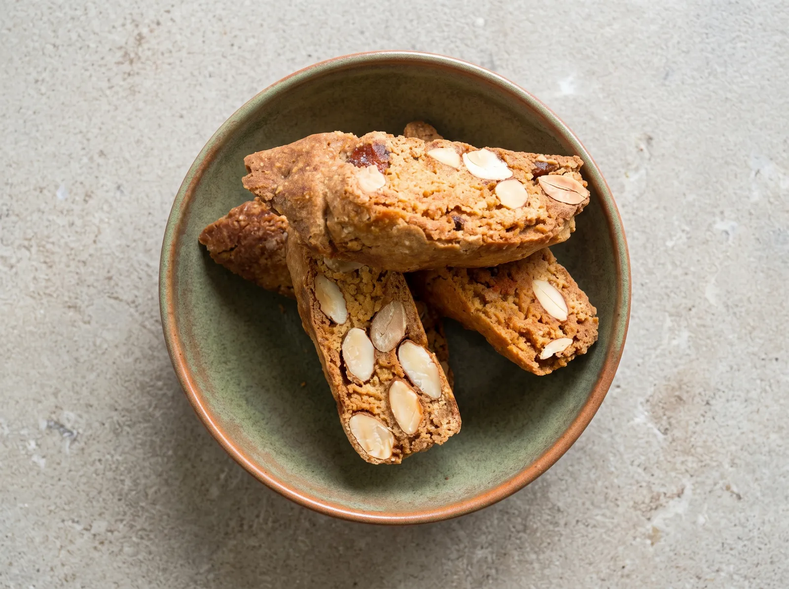 Croquants aux amandes — auf einem Teller angerichtet