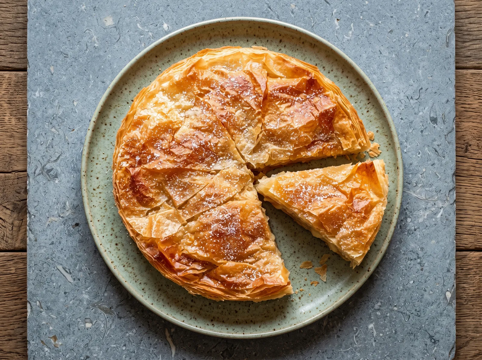 Croustade gasconne aux pommes — mit sichtbarem Anschnitt gezeigt