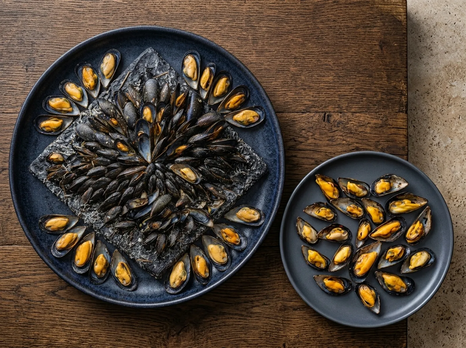 Éclade de moules — auf einem Grill gezeigt