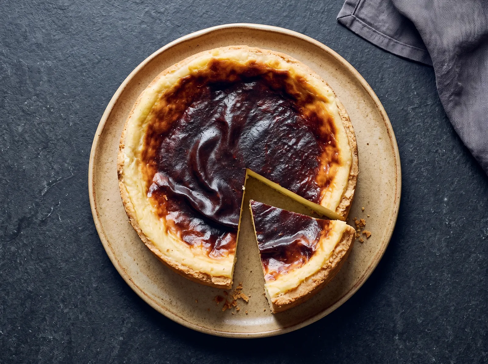 Flan pâtissier — mit sichtbarem Anschnitt gezeigt