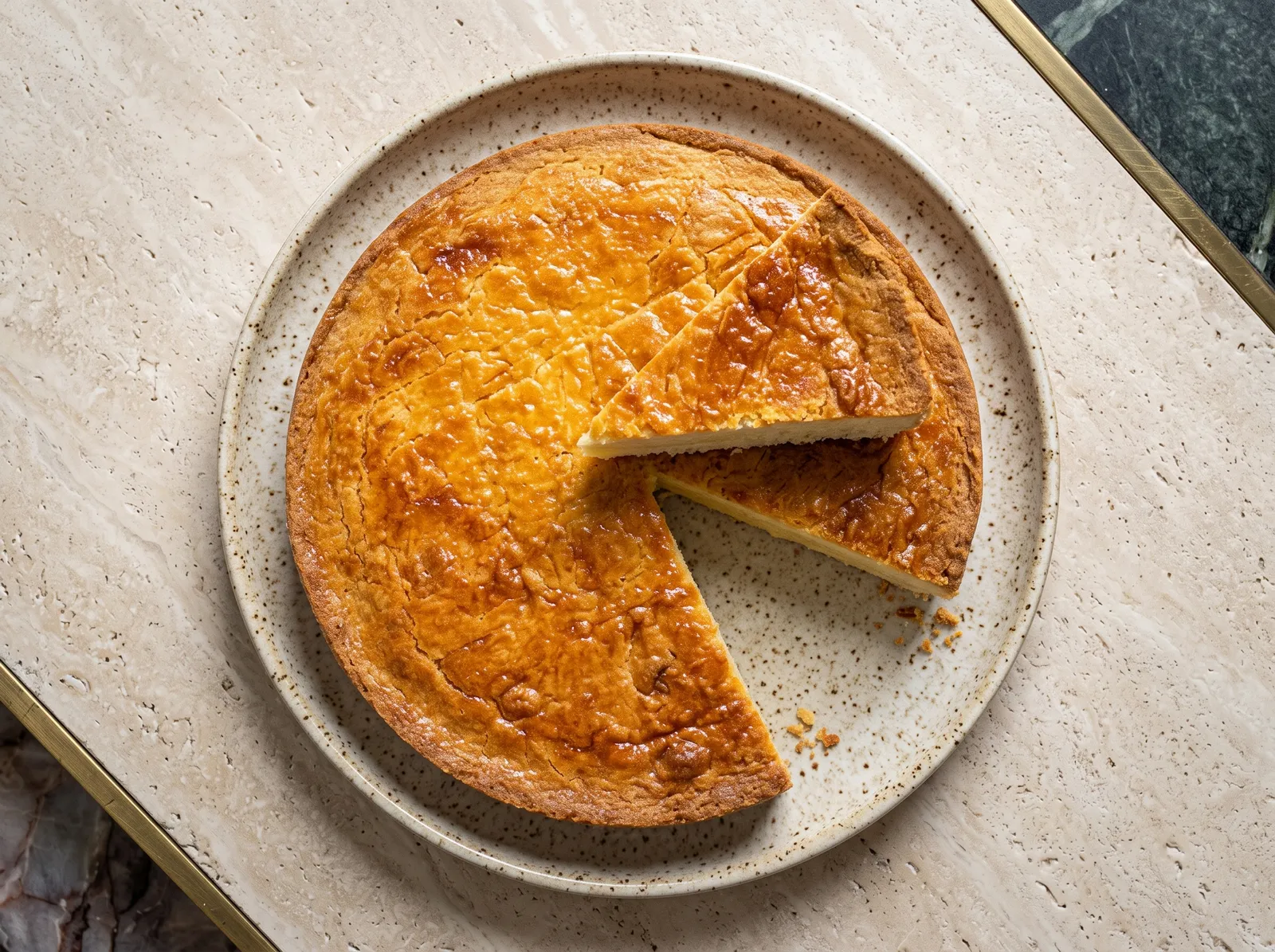 Gâteau breton — mit sichtbarem Anschnitt gezeigt