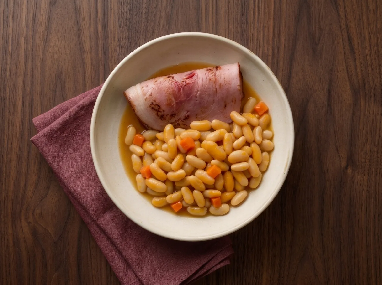 Jambon de Vendée aux mogettes:盛在平底锅中