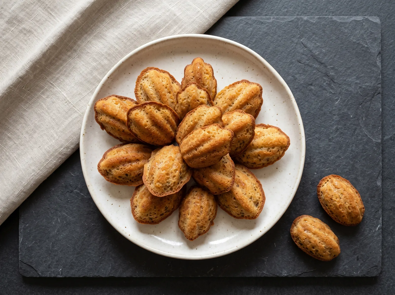 Madeleines de Commercy — podávané na talíři