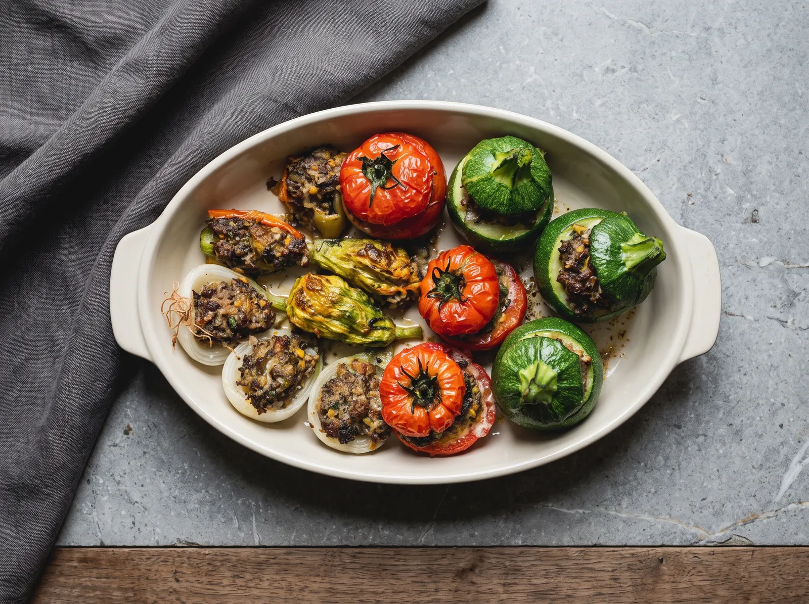 Petits farcis niçois — auf einem Tablett angerichtet