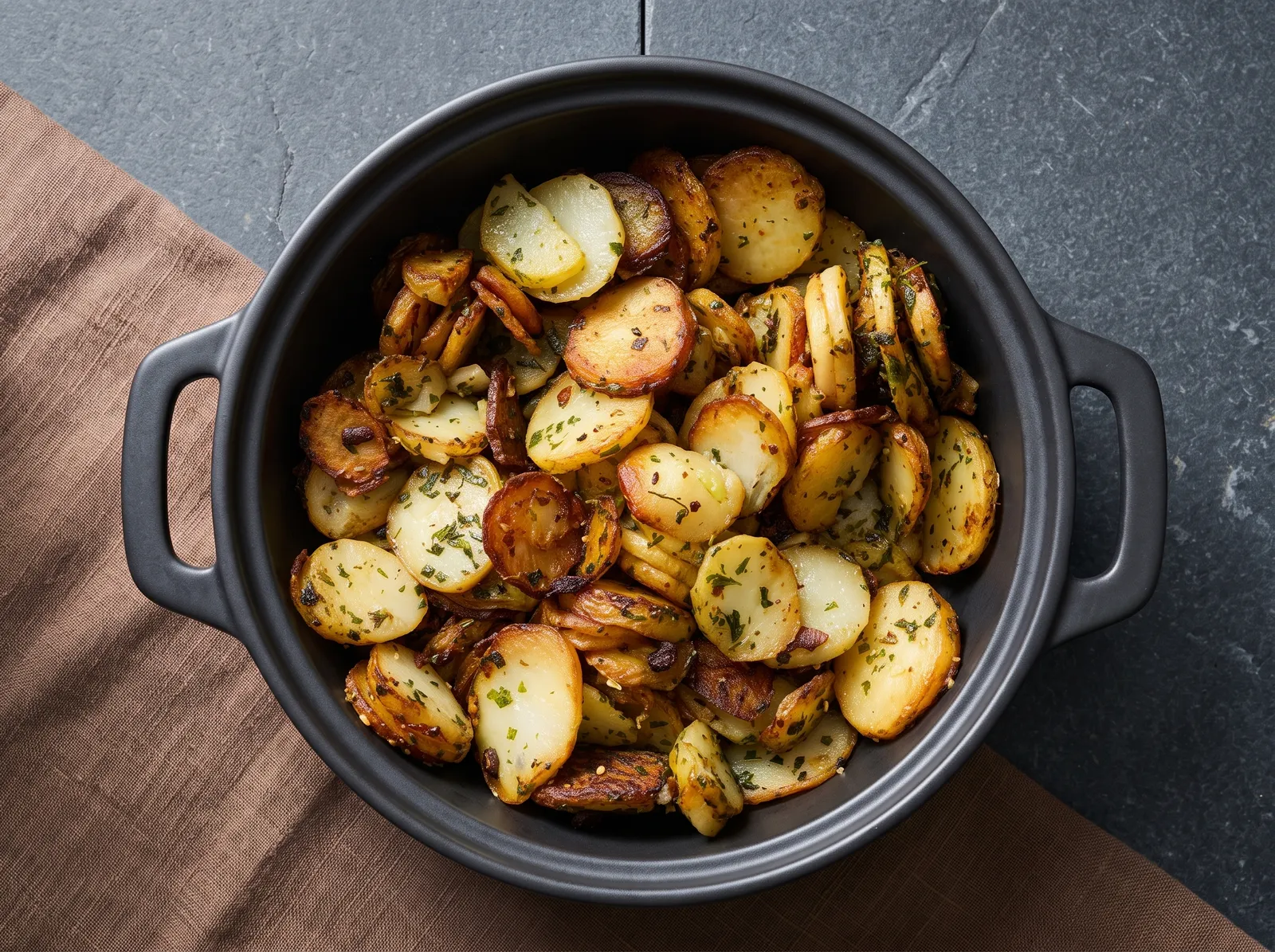 Pommes de terre sarladaises — auf einem Teller angerichtet