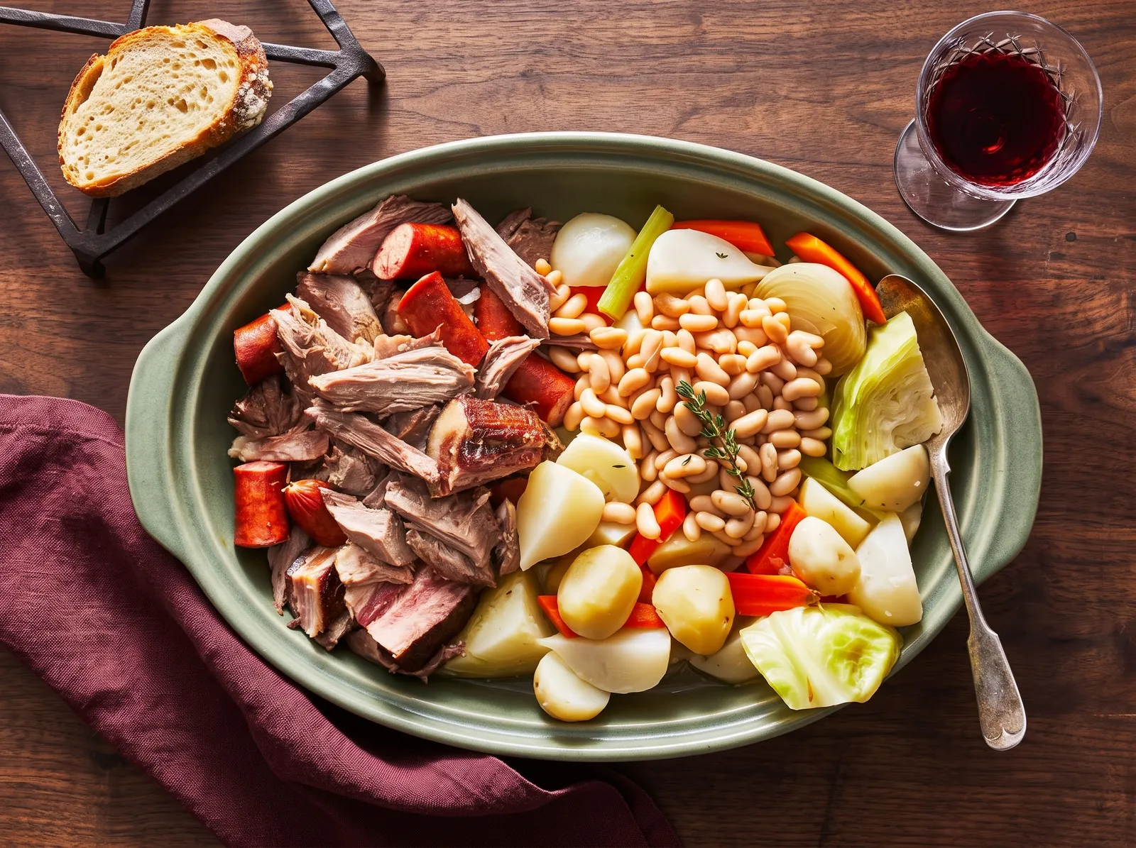 Potée champenoise — gerangschikt op een serveerschaal