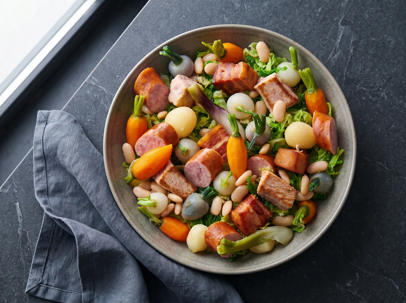 Potée lorraine — getoond in een kookpan