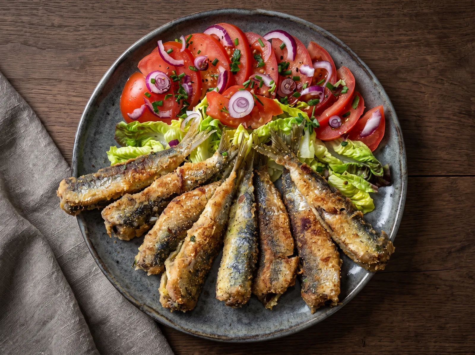 Sardines farcies au brocciu — auf einem Teller angerichtet