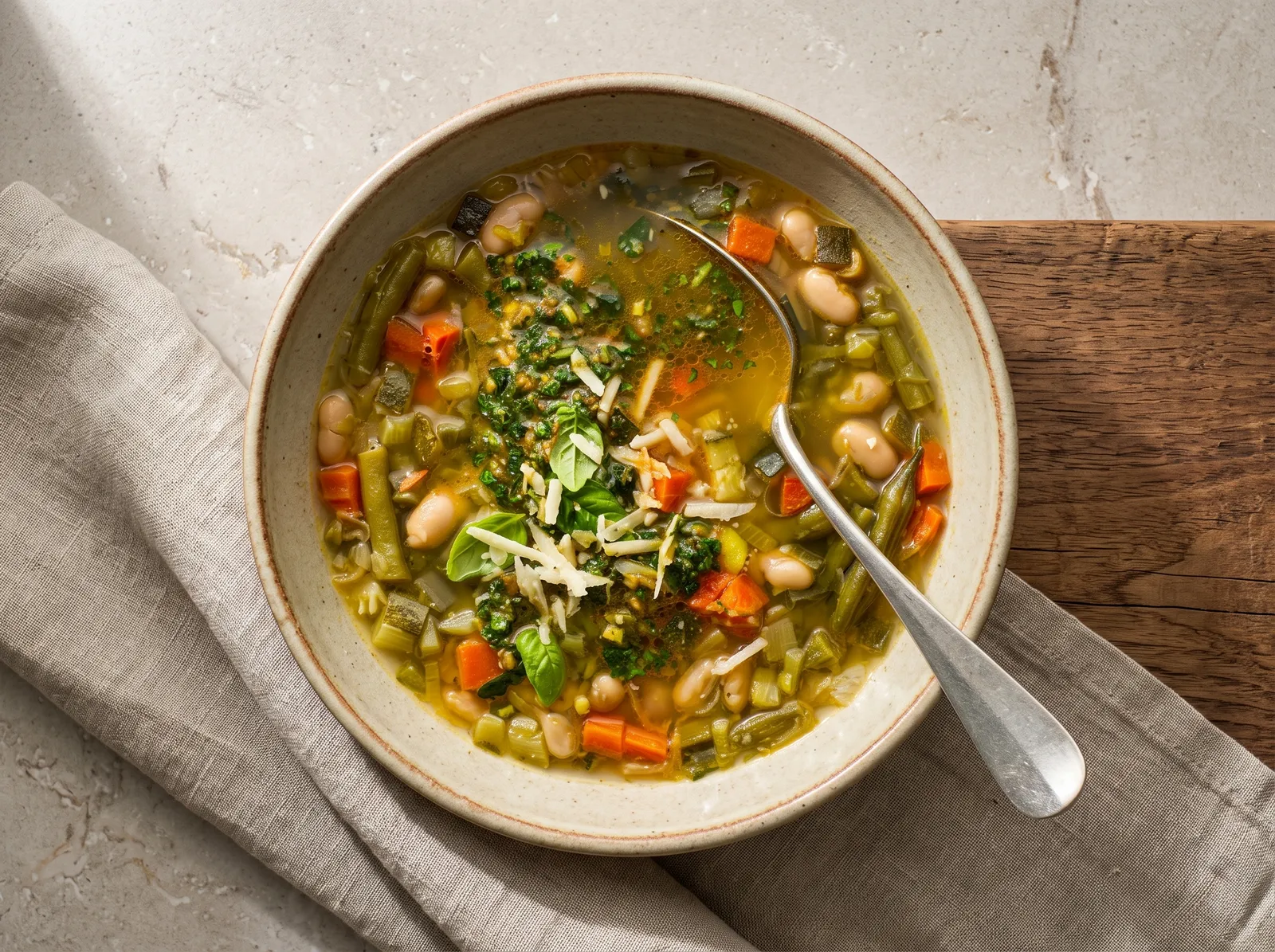 Soupe au pistou — in einer Schüssel angerichtet