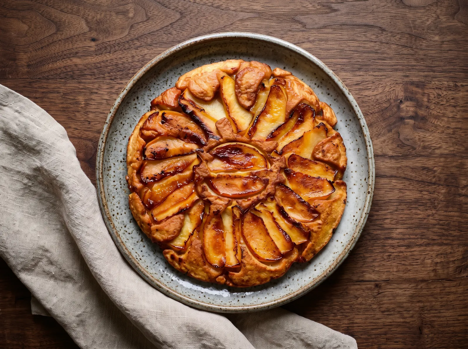 Tarte Tatin — auf einem Teller angerichtet