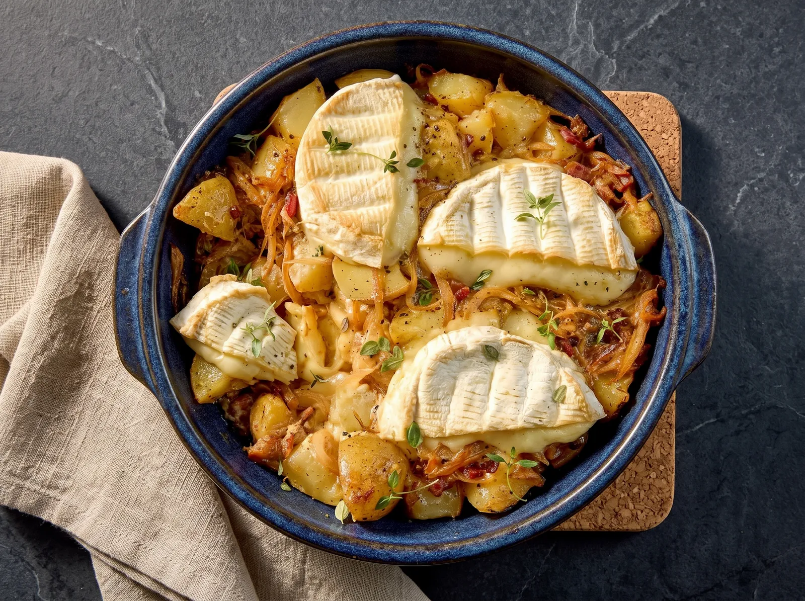 Tartiflette — in einer Pfanne gezeigt