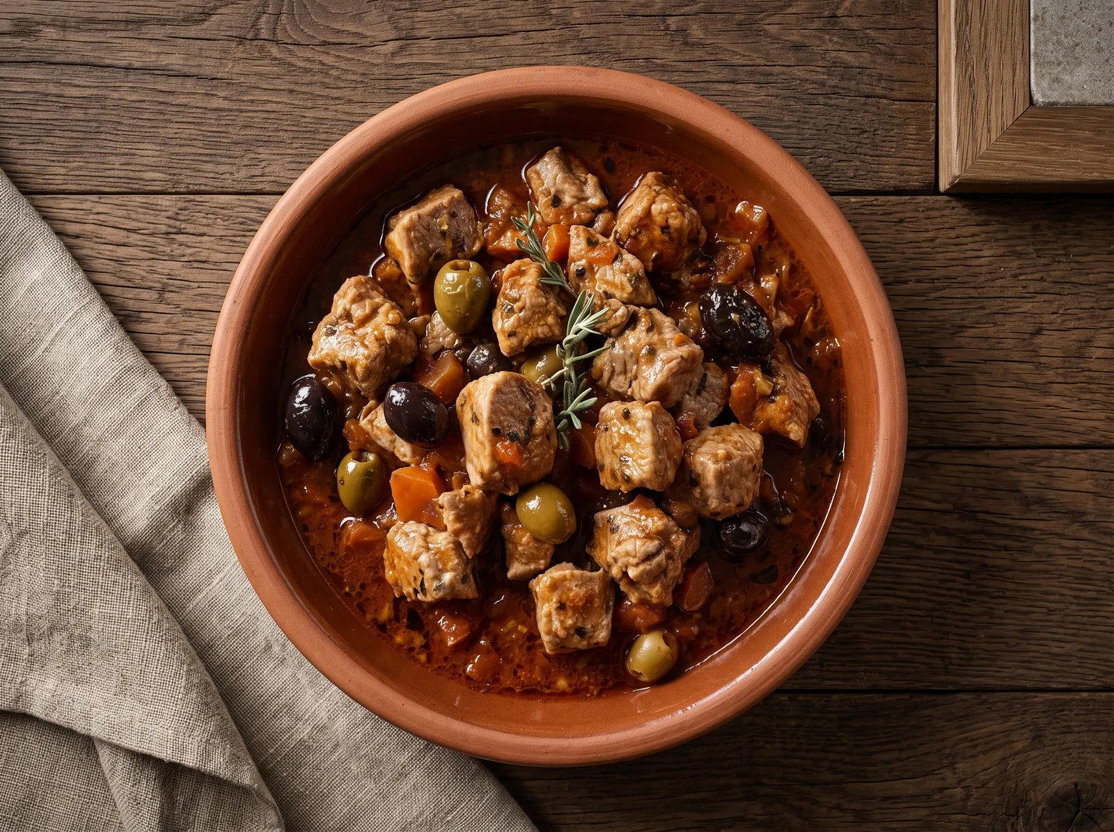 Veau aux olives — in einer Schüssel angerichtet